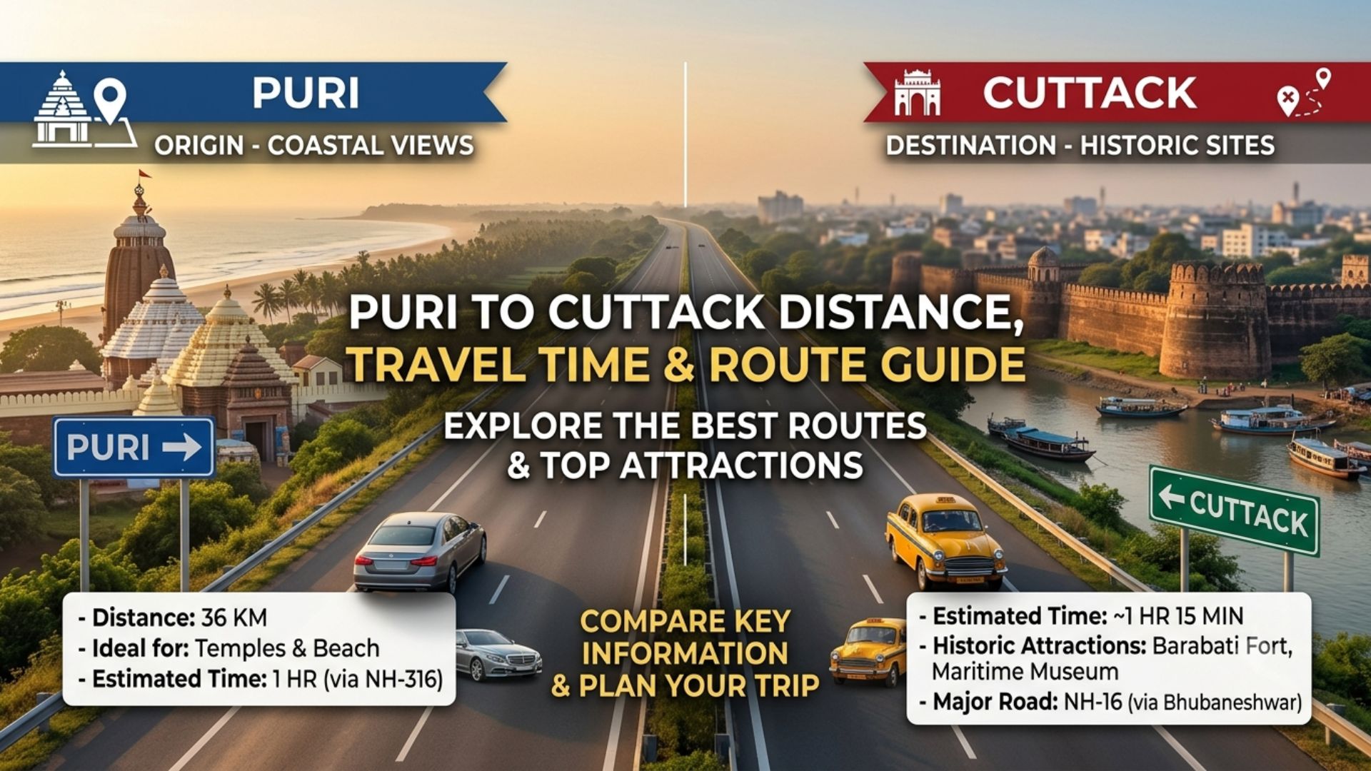 Puri to Cuttack Distance